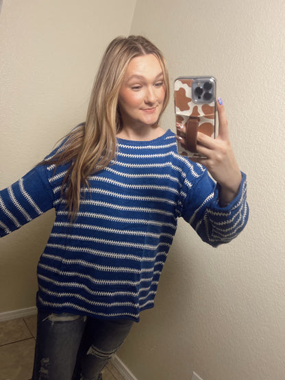 Trish | Blue Striped Sweater