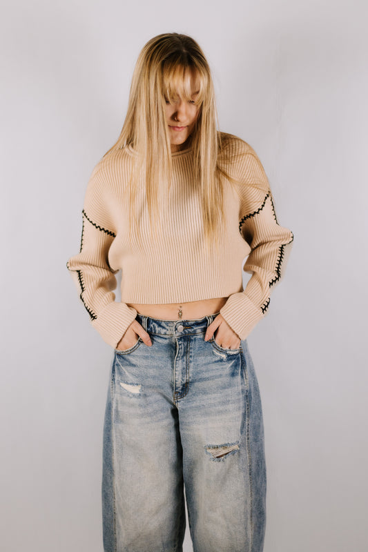 Palmer | Stitched Cropped Sweater