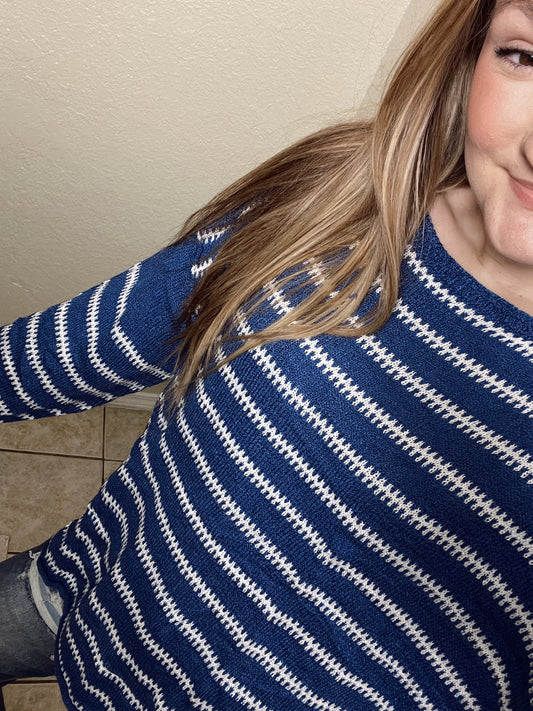 Trish | Blue Striped Sweater