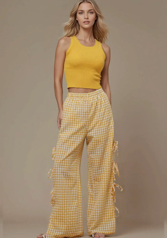 Sweetie | Bow Checkered Pants